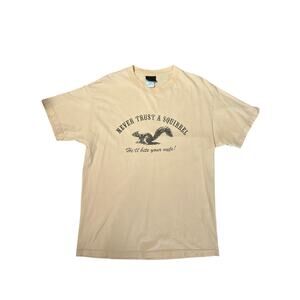 Company Standard Never Trust A Squirrel Graphic T Shirt SIZE L Tan Tee
